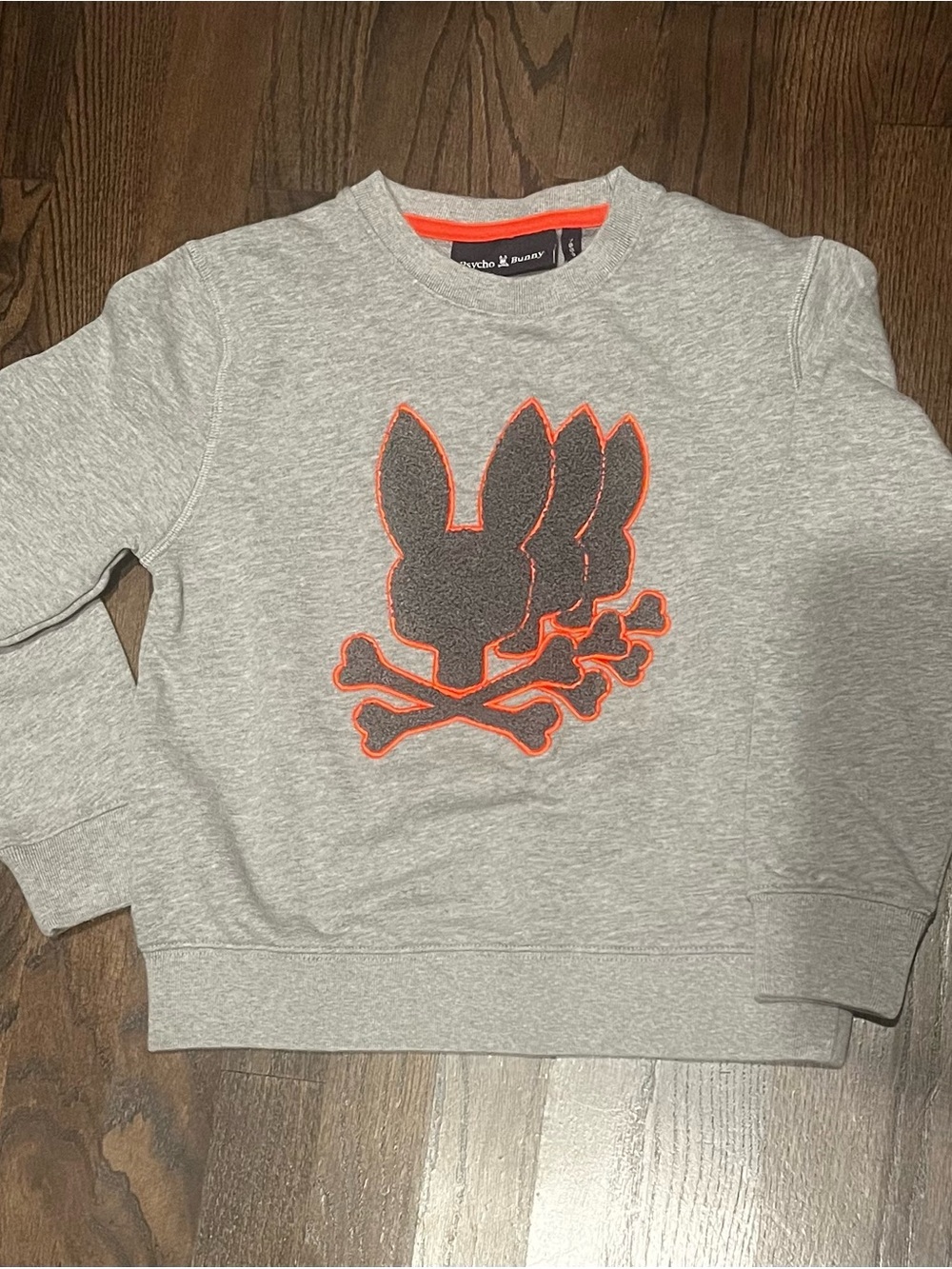 Psycho Bunny Kids Heather Gray Sweatshirt with Orange Trim Logo